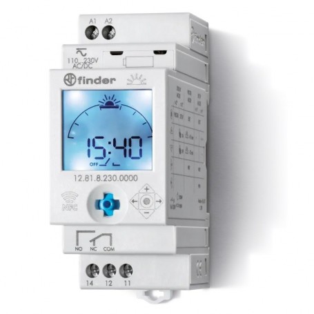 Horloge astronomique journalière digitale 1 inverteur 16A 110 à 230V AC/DC NFC